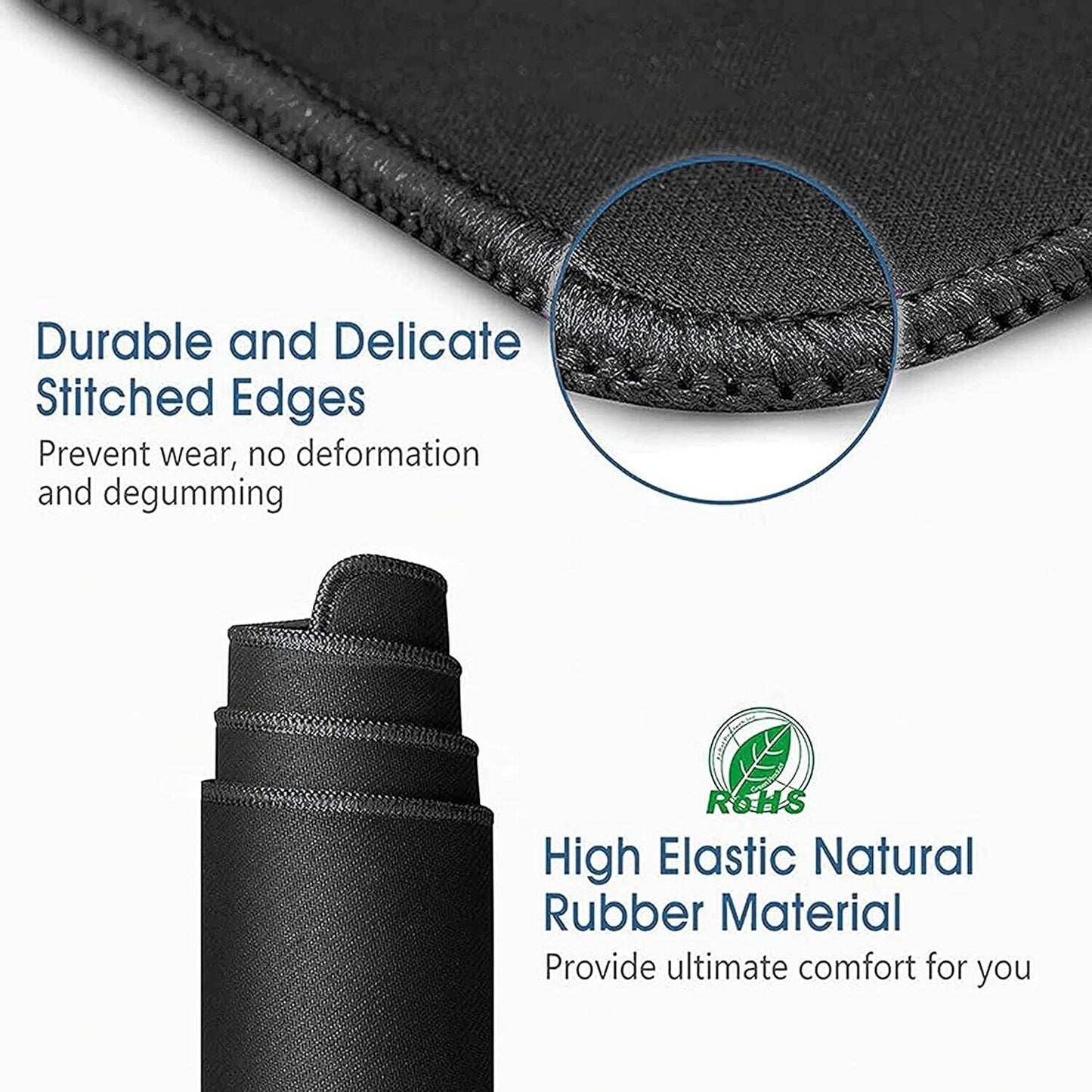 3X Non-Slip Mouse Pad Stitched Edge PC Laptop for Computer PC Gaming Rubber Base