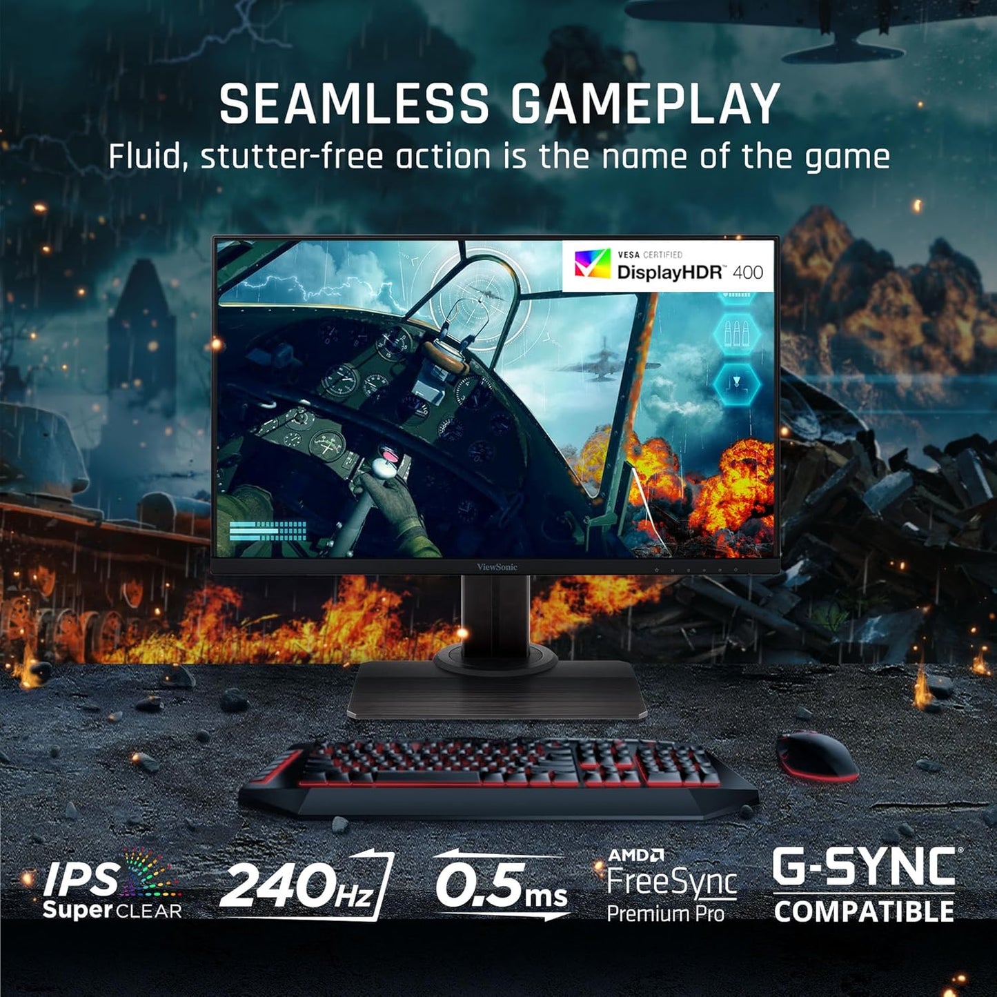 XG2431 24 Inch 1080P 0.5Ms 240Hz Gaming Monitor with Freesync Premium, Advanced Ergonomics, Eye Care, HDR400