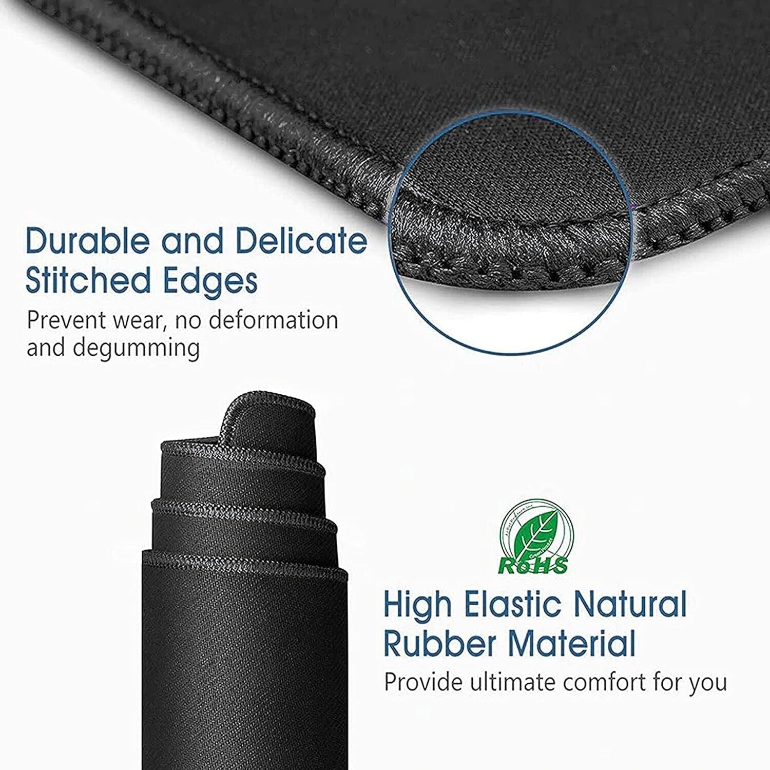 3X Non-Slip Mouse Pad Stitched Edge PC Laptop for Computer PC Gaming Rubber Base